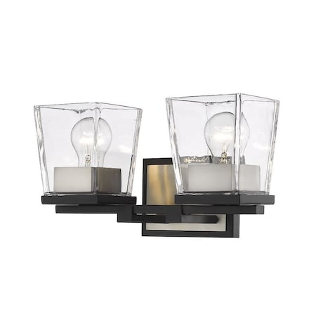 Z-Lite Bleeker Street 2 Light Vanity, Matte Black & Clear 475-2V-MB-BN